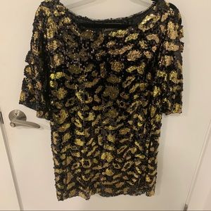Matix Sequined Dress Black & Gold Leopard Size M/L